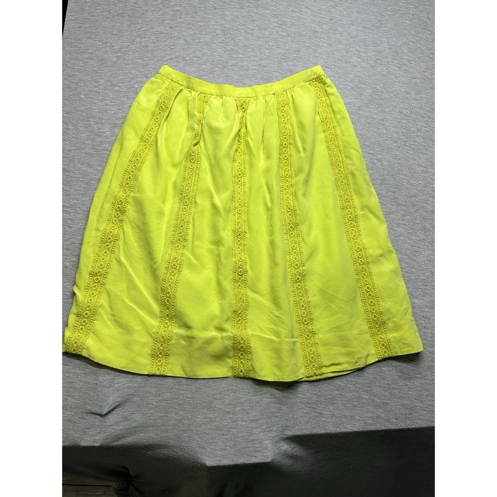 J Crew Womens Fluorescent Yellow/Green Lace Skirt 0